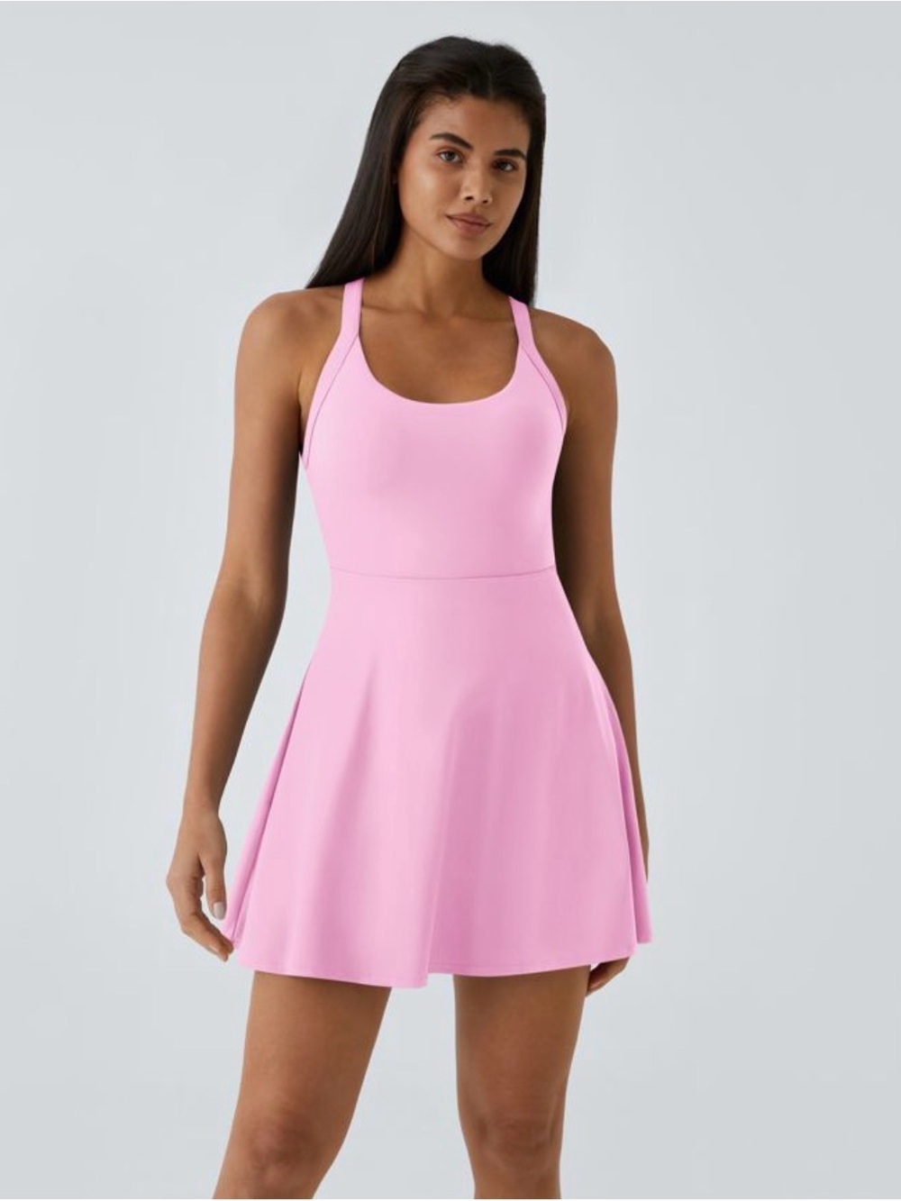 Halara Easy Peasy Twisted Flare Active Dress - Longer Length, Nosegay (pink)